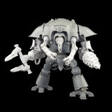 alt="imperial knight power loader claw arm assembled on imperial knight with mining drill and helping hands"