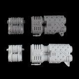 alt="side by side size comparison of the games workshop thermal cannon and our own resin thermal cannon, ours is bigger"