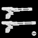Assembled tau broadside shoulder mounted railguns comparison between barrel lengths