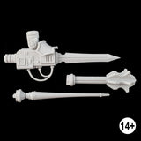 Armiger resin combat arm assembled with sword, lance and mace heads sat separate