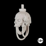 armiger replacement skull head, a human like skull set with orb like eyes mechanical vents and looping braided cables set below