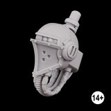 imperial head shown from the left, assembled with cables