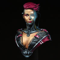 alt="Projection female cyber trendsetter 1/10 scale bust assembled front front view painted by Will Brightley"