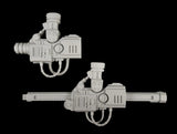 alt="Imperial Knight Resin Combat arm Assembled in two variants, without armour shields"