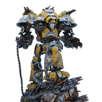 alt="imperial knight dominus shoulder mounted tilt shield shown on yellow painted hawkshroud valiant"