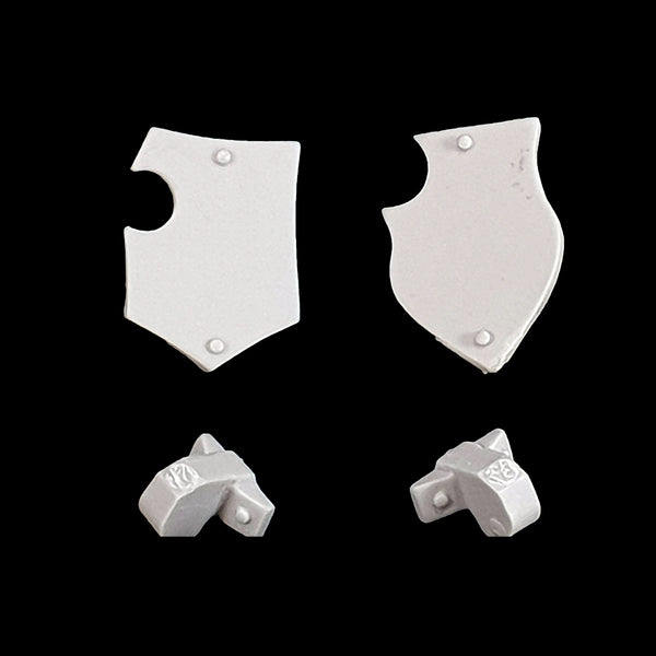 alt="Imperial knight armiger tilt shields shown as a pair with their mounting brackets, front view"
