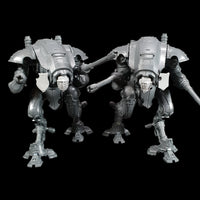 alt="a pair of imperial knight armigers pictured with a twin head and an attached tilt shields"