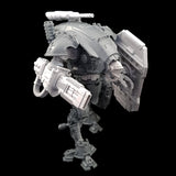alt="armiger volkite veuglaire assembled on armiger with knight helmet, breach shield and top mounted weapon"