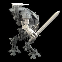 alt="imperial knight armiger scale power sword held by an armiger using our combat fist"