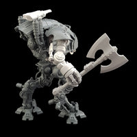 alt="imperial knight armiger scale power axe held by an armiger in one of our combat fists"