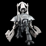 alt="imperial knight war bell mounted atop knight armed with chain axe and double headed axe"
