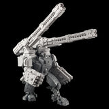 alt="tau broadside battlesuit railgun assembled on a broadside model along with missile arms, railguns shown with one tilted to the sky"