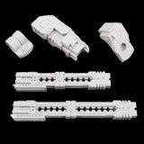 alt="component breakdown of the left hand side tau broadside railgun kit with two barrel options"