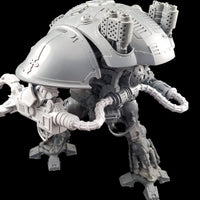 alt="power cables attached to the power pack of an imperial knight and curving out to attach to a claw arm"