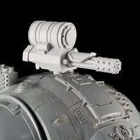 alt="imperial knight canopy mounted gatling cannon assembled amounted atop a knight right side view" 