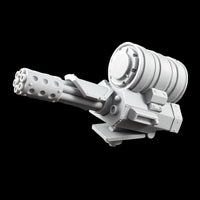 alt="imperial knight canopy mounted gatling cannon assembled left hand view" 