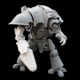 alt="imperial knight chain fist assembled on the right arm of an imperial knight"