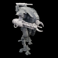 alt="armiger convergence beam cannon assembled on an armiger, with custom skull head, top mounted gun and combat claw also from the store"