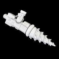 alt="imperial knight mining drill head assembled on claw base arm"