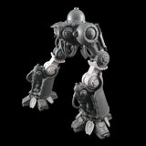 alt="imperial knight double back knee joints shown on assembled dominus legs viewed from rear right"
