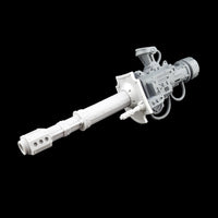 alt="imperial knight extermination cannon mounted on gun arm with additional resin shield and melta gun attachment"