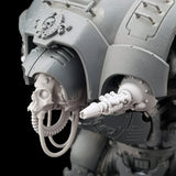 alt="imperial Knight pintle mounted gravity gun assembled on a knight with skull head left view"