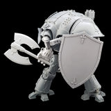 alt="imperial knight holing a heater kite shield and wielding a hand head double headed axe"