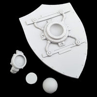 alt="imperial knight heater kite shield with components reverse side"