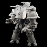 alt="just one imperial knight single missile racks this time, mounted on a dominus valiant"