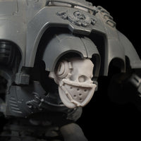 alt="imperial knight masked skull shown on an assembled imperial knight model kit"