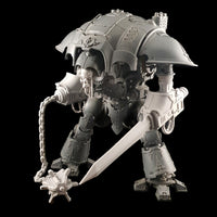 alt="sword blade shown modelled on an imperial knight with flail and skull head"