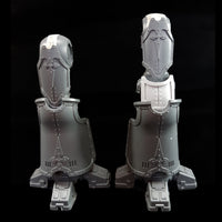 alt="Imperial Knight Dominus Replacement Knees shown in situ between leg sections"