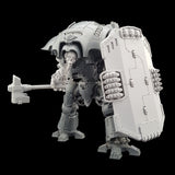 alt="imperial knight mining shield assembled on imperial knight armed with a power hammer combat arm"