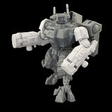 alt="tau battlesuit onager fists assembled and modelled on an XV8 crisis battlesuit"