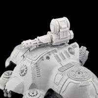 alt="Canopy gatling gun assembled and mounted on the dominus knight carapace"