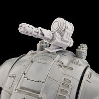 alt="Canopy gatling gun assembled and mounted on the questoris knight carapace tilted up"