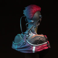 alt="Projection female cyber trendsetter 1/10 scale bust assembled rear view painted by Will Brightley"