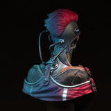 alt="Projection female cyber trendsetter 1/10 scale bust assembled rear view painted by Will Brightley"