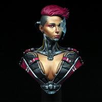 alt="Projection female cyber trendsetter 1/10 scale bust assembled front front view painted by Will Brightley"