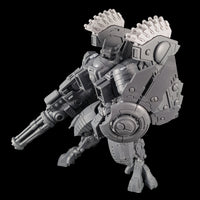 alt="Tau riptide smart missile pods assembled and mounted on a tau riptide battlesuit"