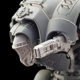 alt="imperial Knight pintle mounted volkite gun assembled on imperial knight left view"