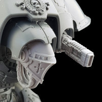 alt="imperial Knight pintle mounted volkite gun assembled on imperial knight right view"