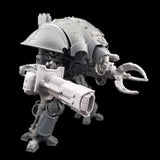 alt="imperial knight volkite Chieorovile assembled and mounted on a questoris imperial knight kit, pictured in a three quarter view"
