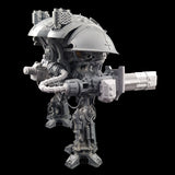 alt="imperial knight volkite Chieorovile assembled and mounted on a questoris imperial knight kit, rear view showing the attached power cable"