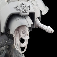 alt="imperial Knight pintle mounted plasma gun assembled an a knight with skull head right view"