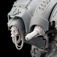 alt="imperial Knight pintle mounted plasma gun assembled an a knight with skull head left view"