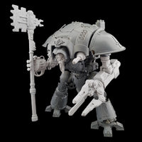 alt="knurled weapon handle with mech axe head being wielded by imperial knight also armed with claw arm"