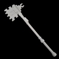 alt="knurled weapon handles two handed shaft with mech axe head"
