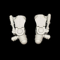alt="pair of imperial knight melee gauntlet upper joint assembled side on"