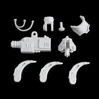 alt="Imperial Knight Armiger, resin multi part claw arm, unassembled components"